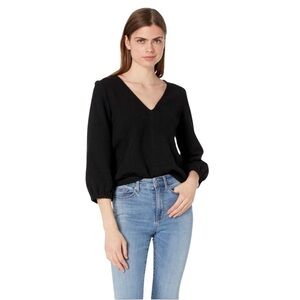 Madewell Black V-Neck Cotton Top